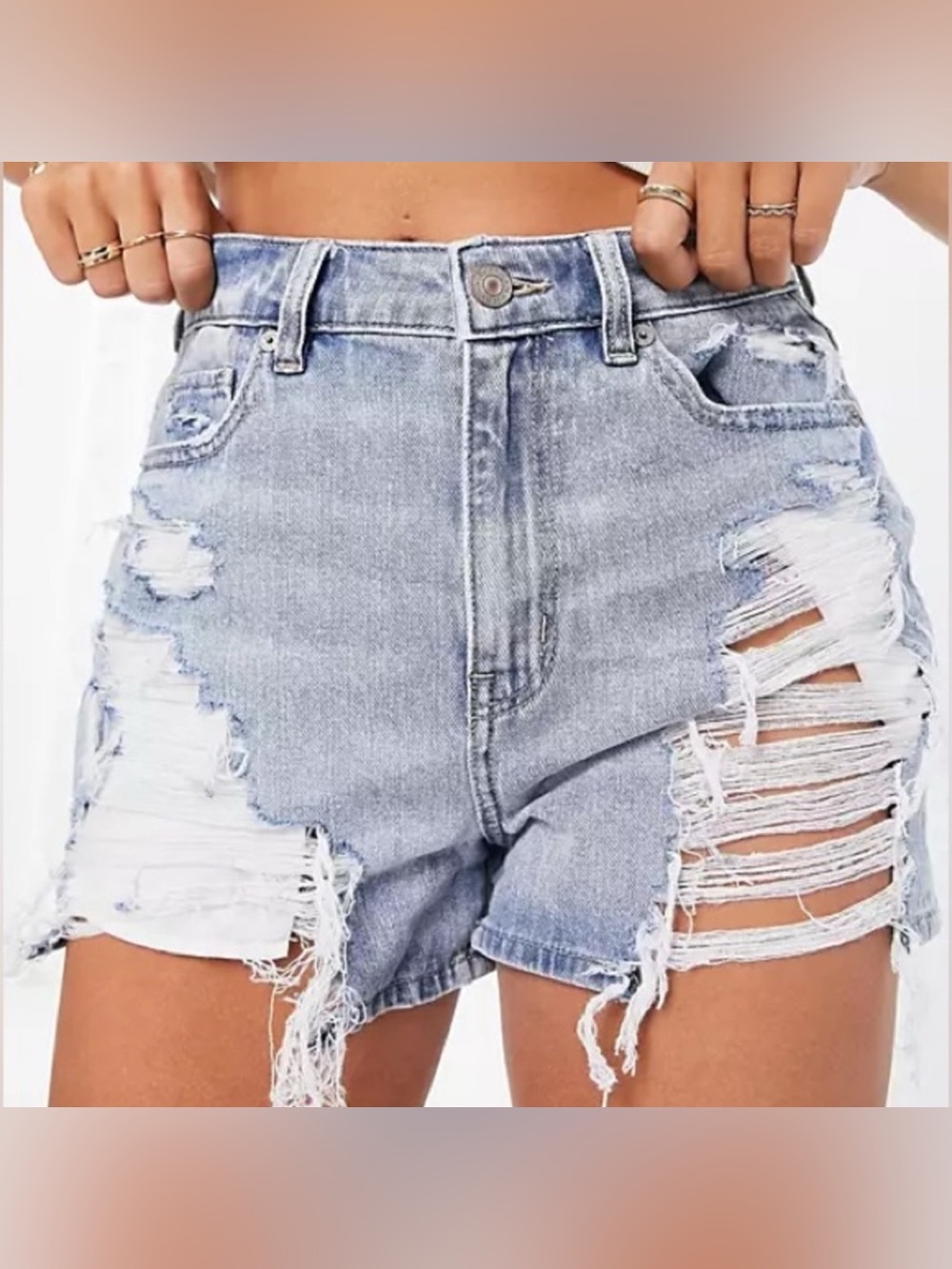 American Eagle Curvy Mom Shorts Distressed